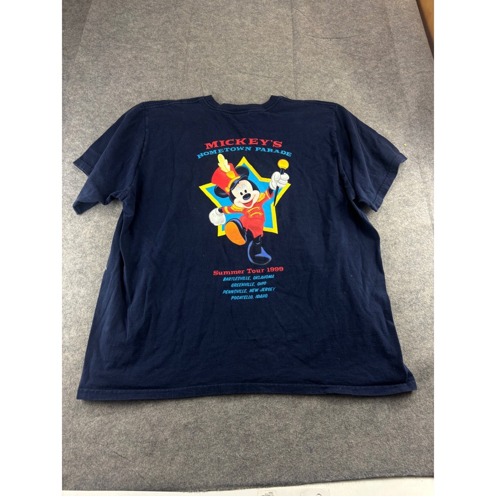 VTG 1999 Mickey Hometown Parade Tour T-Shirt Navy Blue Jerry Leigh XXL Retro